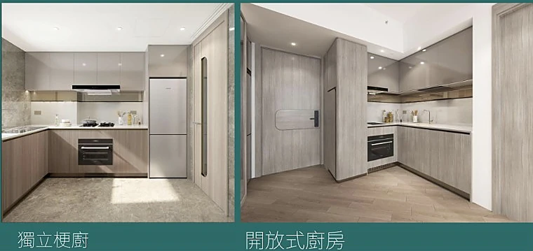 廚房及開放式廚房示意
